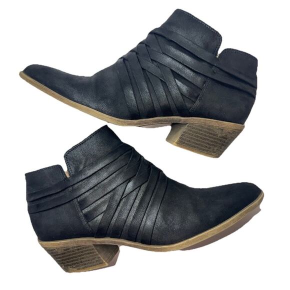 Black Ankle Boots Womens Sz 9 Strappy Lifestride Prairie Low Block Heel • EUC - Picture 4 of 8